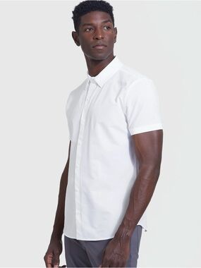 True Classic White Commuter Short Sleeve Shirt Large BRAND NEW